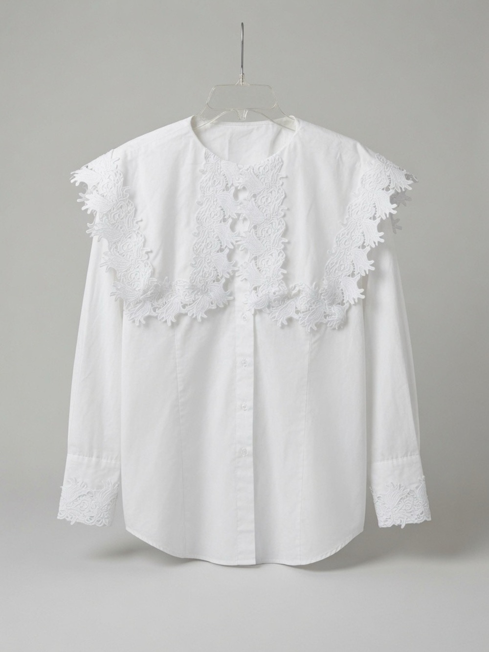 Sezane Women’s Eyelet Detail button down blouse White L Cottage Core Romantic